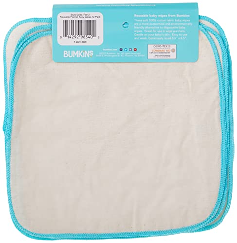 Bumkins Reusable Flannel Baby Wipes 12 Count