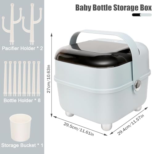Baby Bottle Holder with Dust-Proof Lid and Cutlery Storage