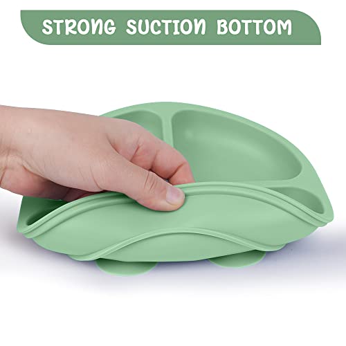 Vicloon 3 Pcs Suction Baby Plates with Spoons