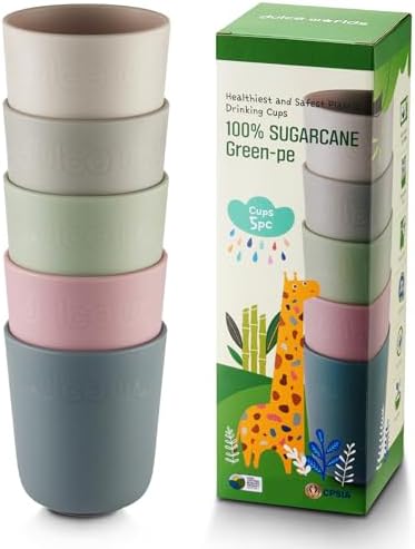 Dulce Worlds SUGARCANE Kids Cup 10 oz - 5 Pack Gray Pink 1