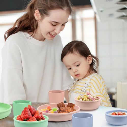 Silicone Plate Bowl Cup Set for Kids Blue