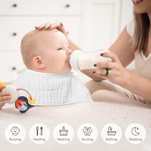Synrroe 4-Pack Muslin Burp Cloths 20x10 Inches