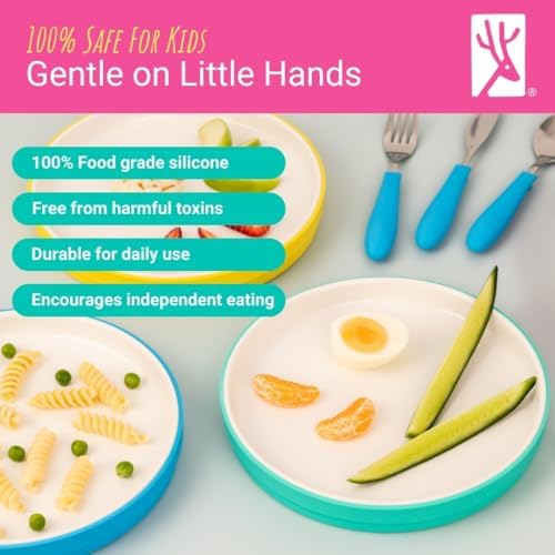 Elk and Friends Kids 78 Porcelain Plates with Silicone Sleeves