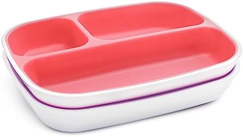 Munchkin Splash 4 Piece Toddler Plate and Bowl Set Pink Purple