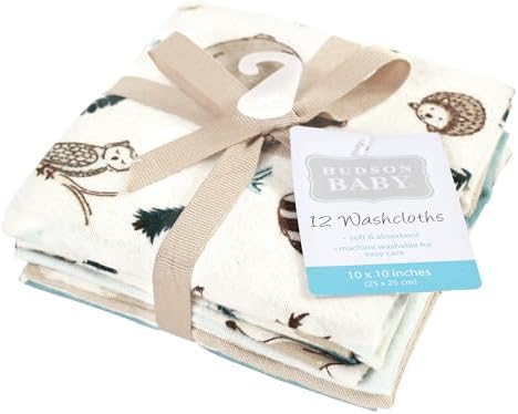 Hudson Baby Unisex Flannel Washcloths 12 Pack