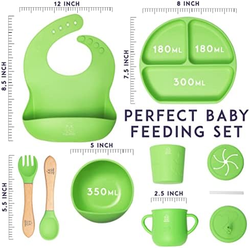 Digi Baby Led Weaning 7 Piece Silicone Feeding Set - Green