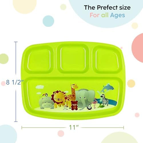 PLASKIDY Toddler Plates with Dividers Set of 4 1