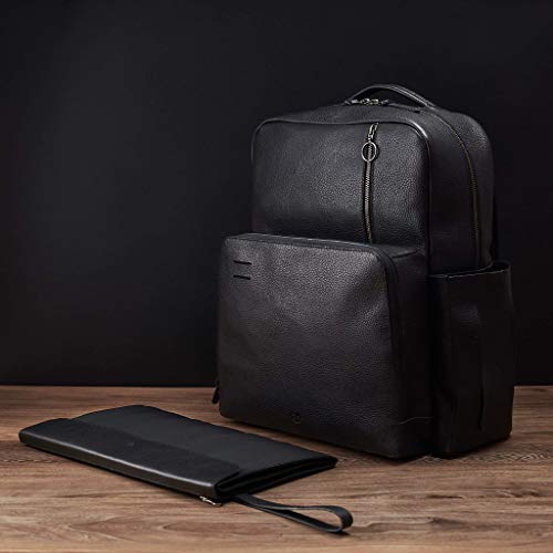 Capra Leather Black Diaper Bag Backpack