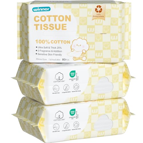 Winner 100 USA Cotton Dry Wipes 240 Count Pack of 3