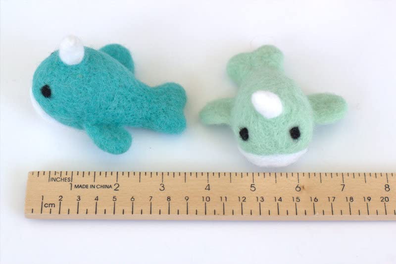 Wool Felt Narwhals Set of 3 - Dark Pink Baby Pink Lavender