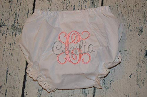 Personalized Baby Bloomer with Curly Initial Embroidery 1