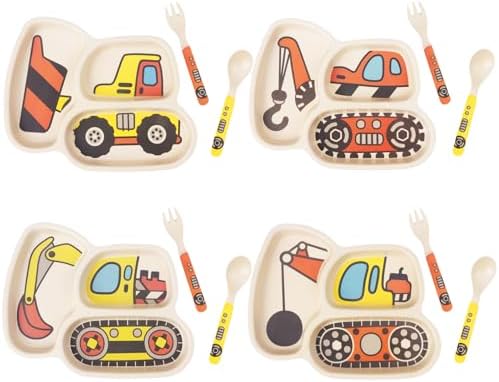 Nohlerlife Kids Plate Set - 12 Piece Divided Dinnerware for Toddlers