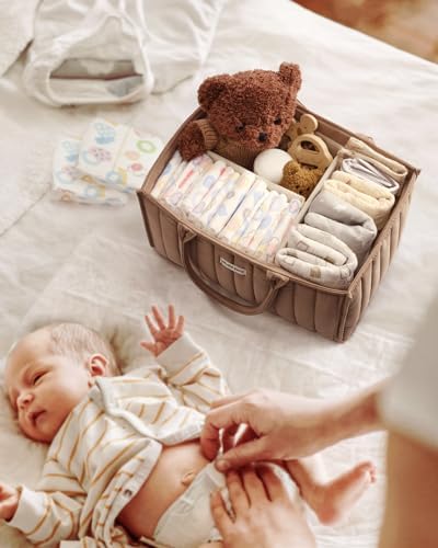 Blissful Diary Baby Diaper Caddy Organizer Mocha Brown