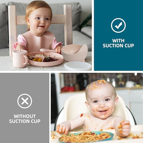 Dormlony 9pc BPA Free Silicone Baby Feeding Set Pink