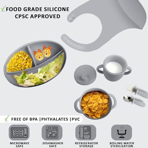 Positive Pieces Silicone Baby Feeding Set for 6-Month Olds