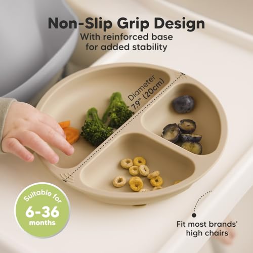KeaBabies Suction Plates with Lids - 3-Pack