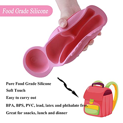 NICINGU Silicone Suction Plate Set for Toddlers - Pink