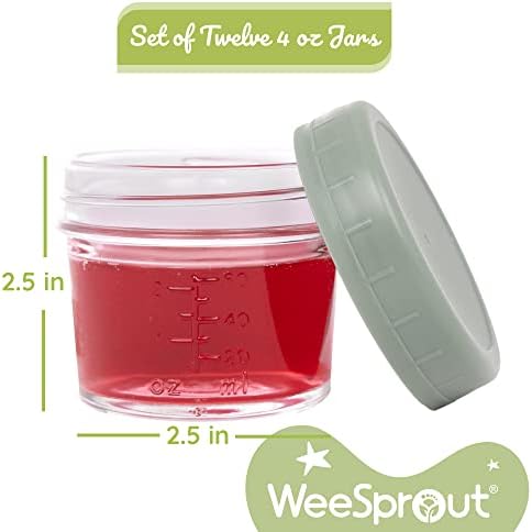 WeeSprout Glass Baby Food Storage Jars 12 Pack Set