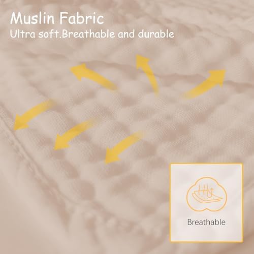 12 Pack Muslin Burp Cloths - 20x10 Extra Soft Brown
