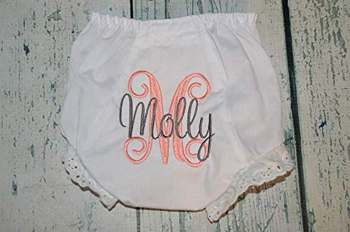 Personalized Baby Bloomer with Curly Initial Embroidery 1