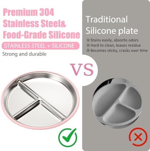 MISSLILI 4-Pack Stainless Steel Plates Bowls Set