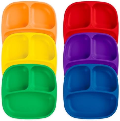 Re-Play Deep Walled 3 Compartment Plates - Pack of 6