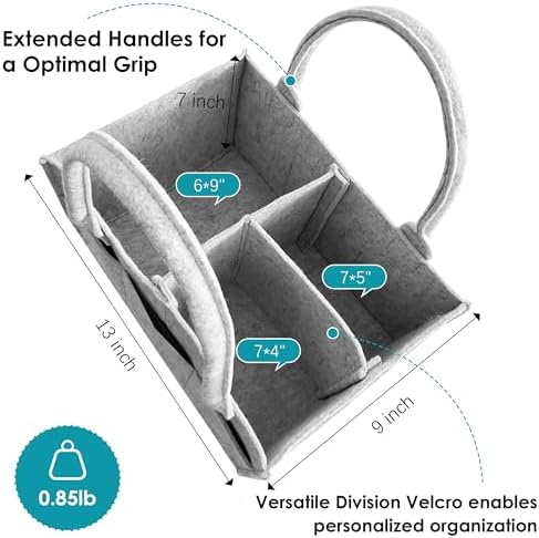 Cute Castle 2 Pack Diaper Caddy Organizer - Grey 1