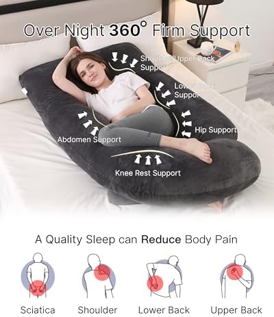 ALLOPERA Full-Body Maternity Pillow with Velvet Cover