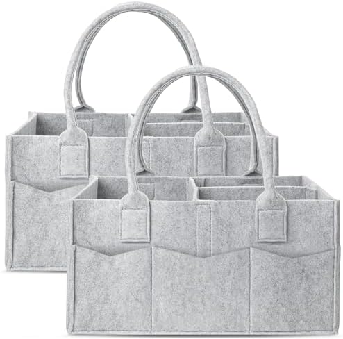 Cute Castle 2 Pack Diaper Caddy Organizer - Grey 1