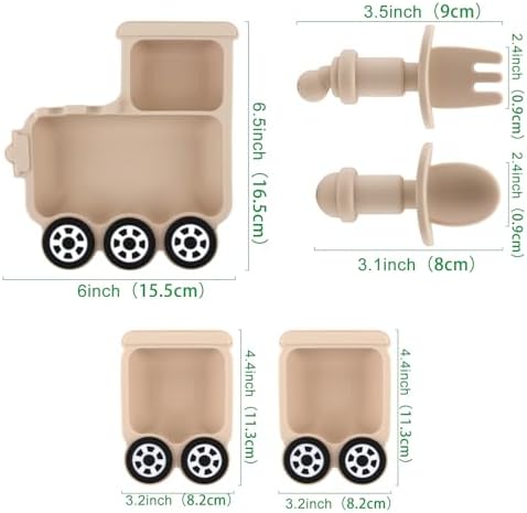 Nohlerlife 5 Piece Baby Feeding Set - Suction Plates with Trains Design