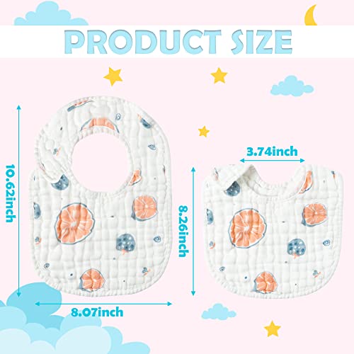 Zainpe 6Pcs Snap Muslin Baby Bibs with 6 Layers