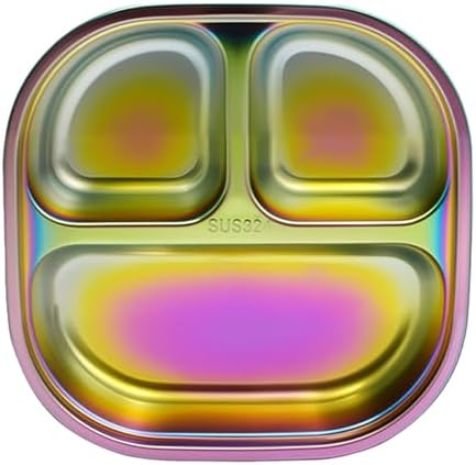 Stainless Steel Rainbow Divided Plates for Kids