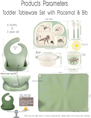 ZISaKS Toddler Plates and Bowls Set - Eco-Friendly Bamboo Kids Dinnerware