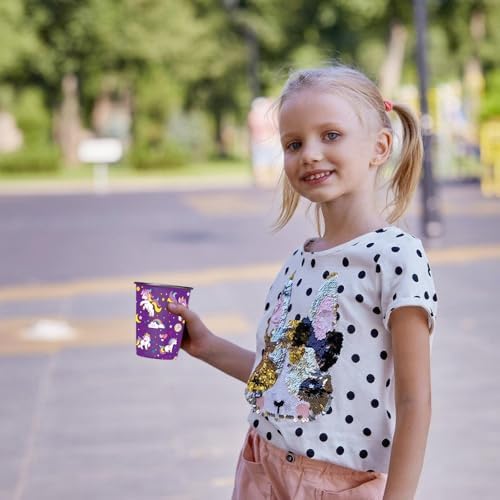 LOZACHE 4-Pack Stainless Steel Kids Cups with Fun Prints