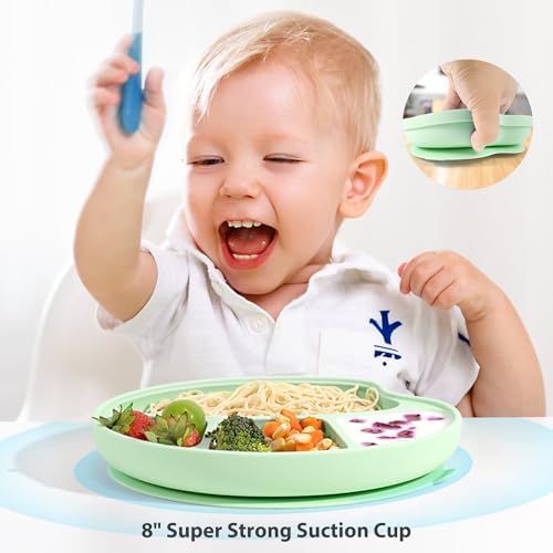 LiZhao Baby Suction Plates with Lids - Divided Design Toddler Plates