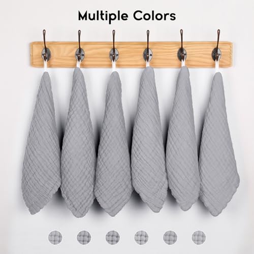 Unnivoll Muslin Baby Washcloths 6 Pack - 12x12 Light Gray 1