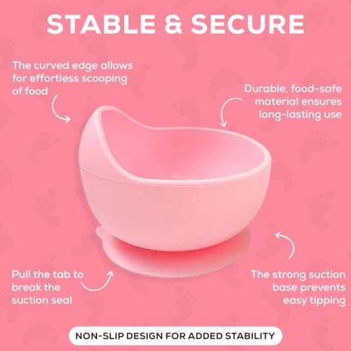 ZYLOSTORE Silicone Baby Feeding Set with Plates and Utensils PINK