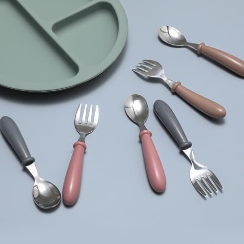 6 Piece Toddler Utensils Set with Soft Round Handles