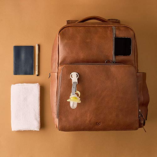 Tan Leather Diaper Bag Backpack for Mom and Dad