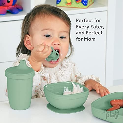 Re-Play Sustainables Silicone Suction Bowl - 11 oz Sage