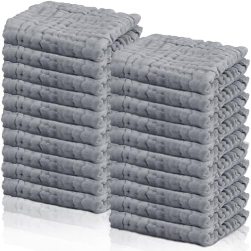 Breling 20 Pcs Muslin Washcloth Set Gray