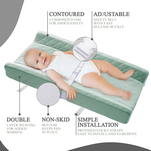 Modera Organic Cotton Contoured Baby Changing Pad with Waterproof Foam Mattress