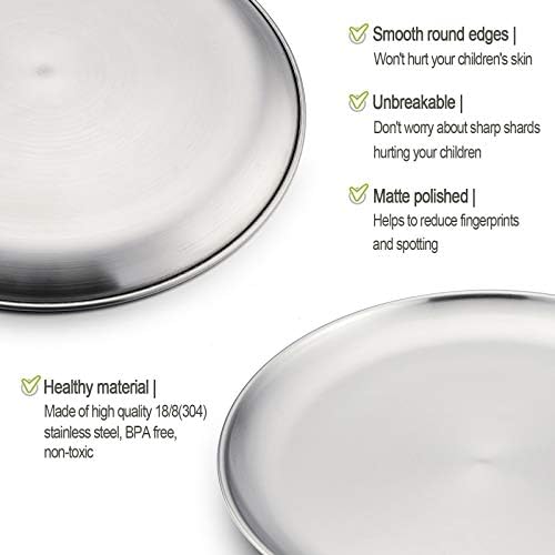 HaWare Toddler Stainless Steel Plates - 4 Pack