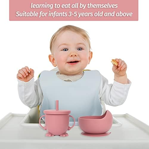 KEIERSE 12 Pcs Silicone Baby Feeding Set PinkBlue