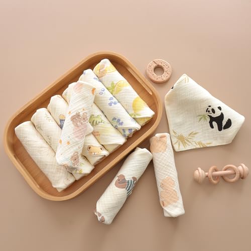 VIVANA Baby Washcloths with Animal Patterns 10 Pack