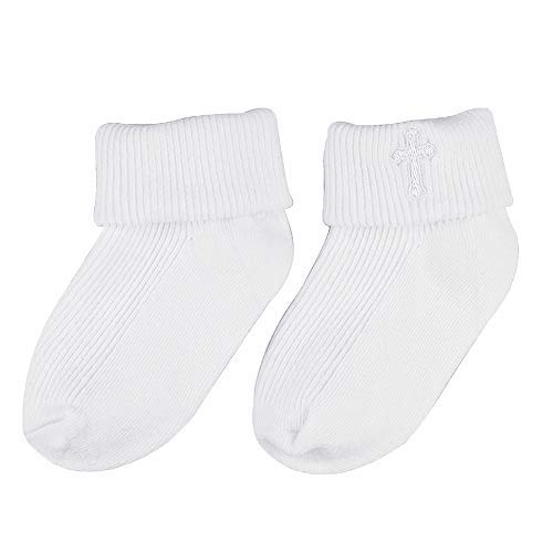 ESTAMICO Infant Baby Christening Cross Bib Socks 2 Pack