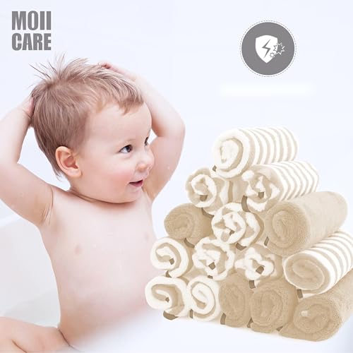 15 Pack Super Soft Baby Washcloths - 10x10 Brown