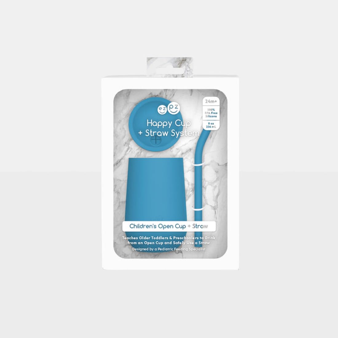 ezpz Happy Cup Straw System for Toddlers 24 Months Blue