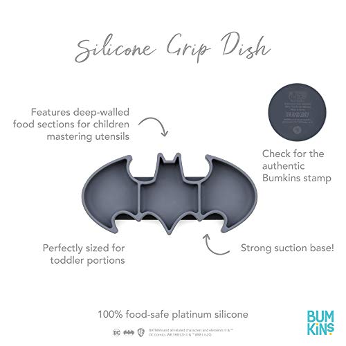 Bumkins Toddler Suction Plate Batman Gray