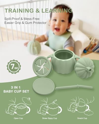 Qyeejong 9 PCS Silicone Baby Feeding Set